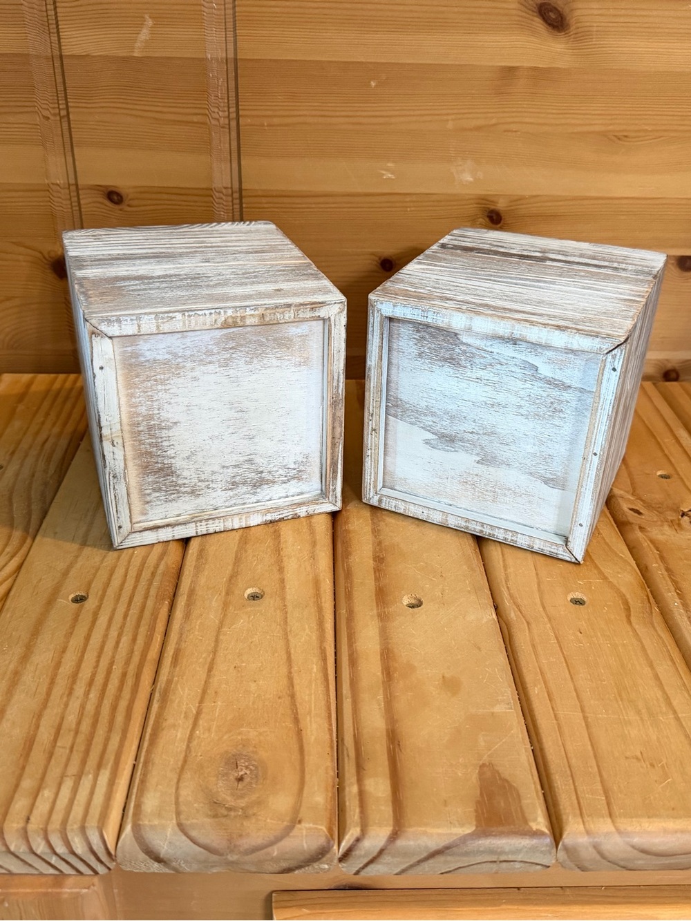 Rustic Whitewashed Wood Cube Tissue Box Cover - Neutral Accent - Picture 4 of 8
